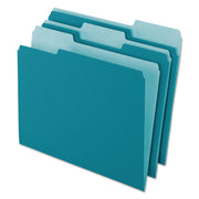 Pendaflex 1/3 Tab Cut Letter Recycled Top Tab File Folder - 8 1/2" x 11" - Teal - 10% Recycled - 100 / Box