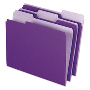 Pendaflex 1/3 Tab Cut Letter Recycled Top Tab File Folder - 8 1/2" x 11" - Violet - 10% Recycled - 100 / Box