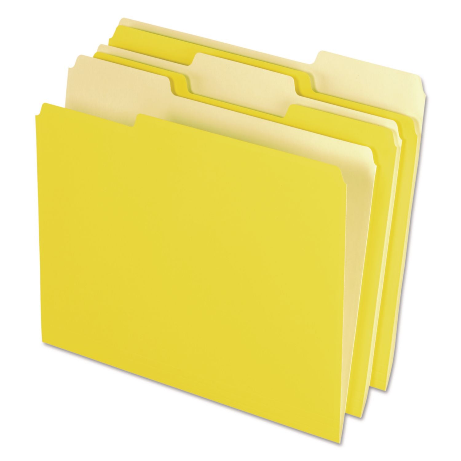 Pendaflex 1/3 Tab Cut Letter Top Tab File Folder - 8 1/2" x 11" - Yellow - 100 / Box