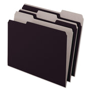 Pendaflex 1/3 Tab Cut Letter Recycled Top Tab File Folder - 8 1/2" x 11" - Top Tab Location - Assorted Tab Position - Black - 10% Recycled - 100 / Box