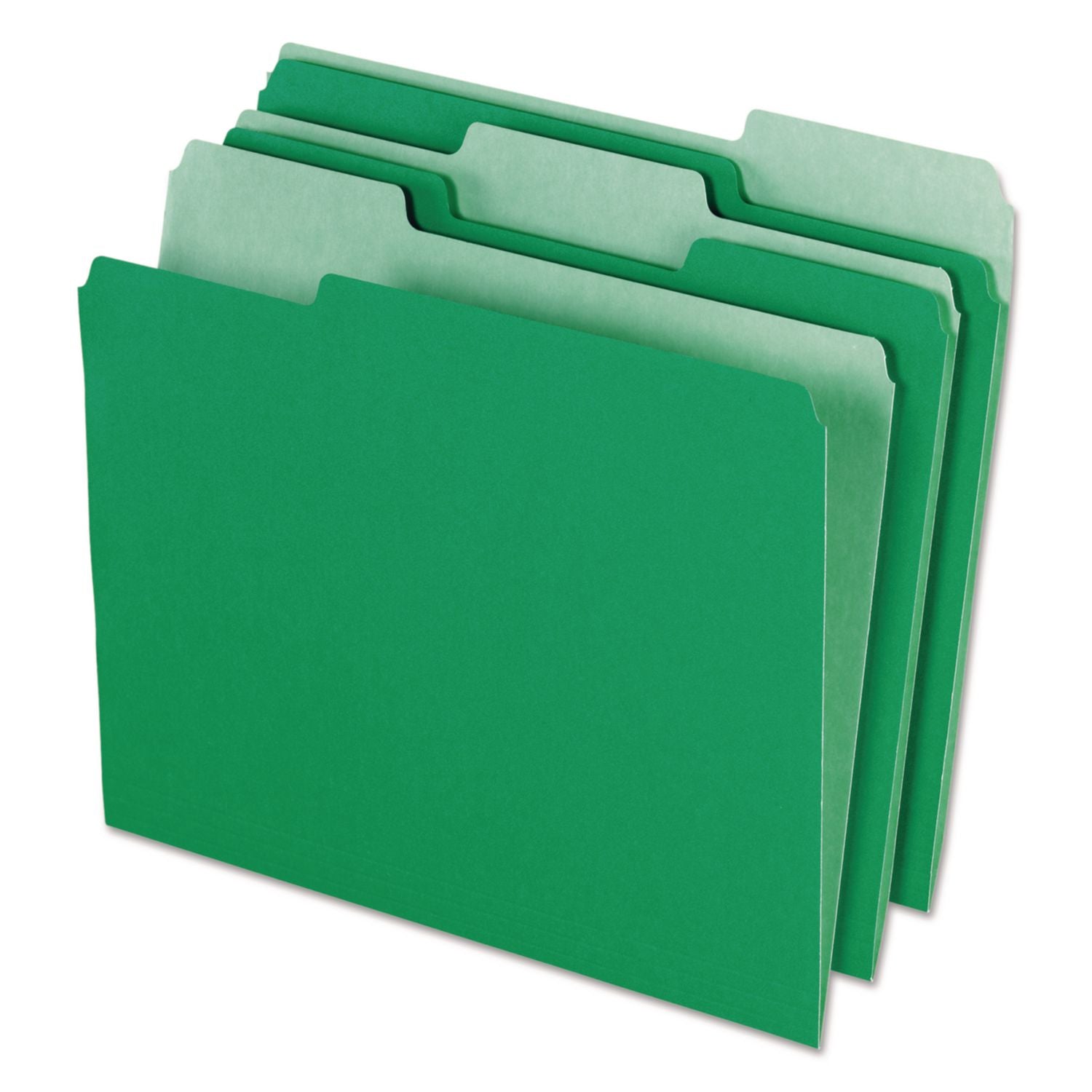 Pendaflex 1/3 Tab Cut Letter Recycled Top Tab File Folder - 8 1/2" x 11" - Top Tab Location - Assorted Tab Position - Green - 10% Recycled - 100 / Box