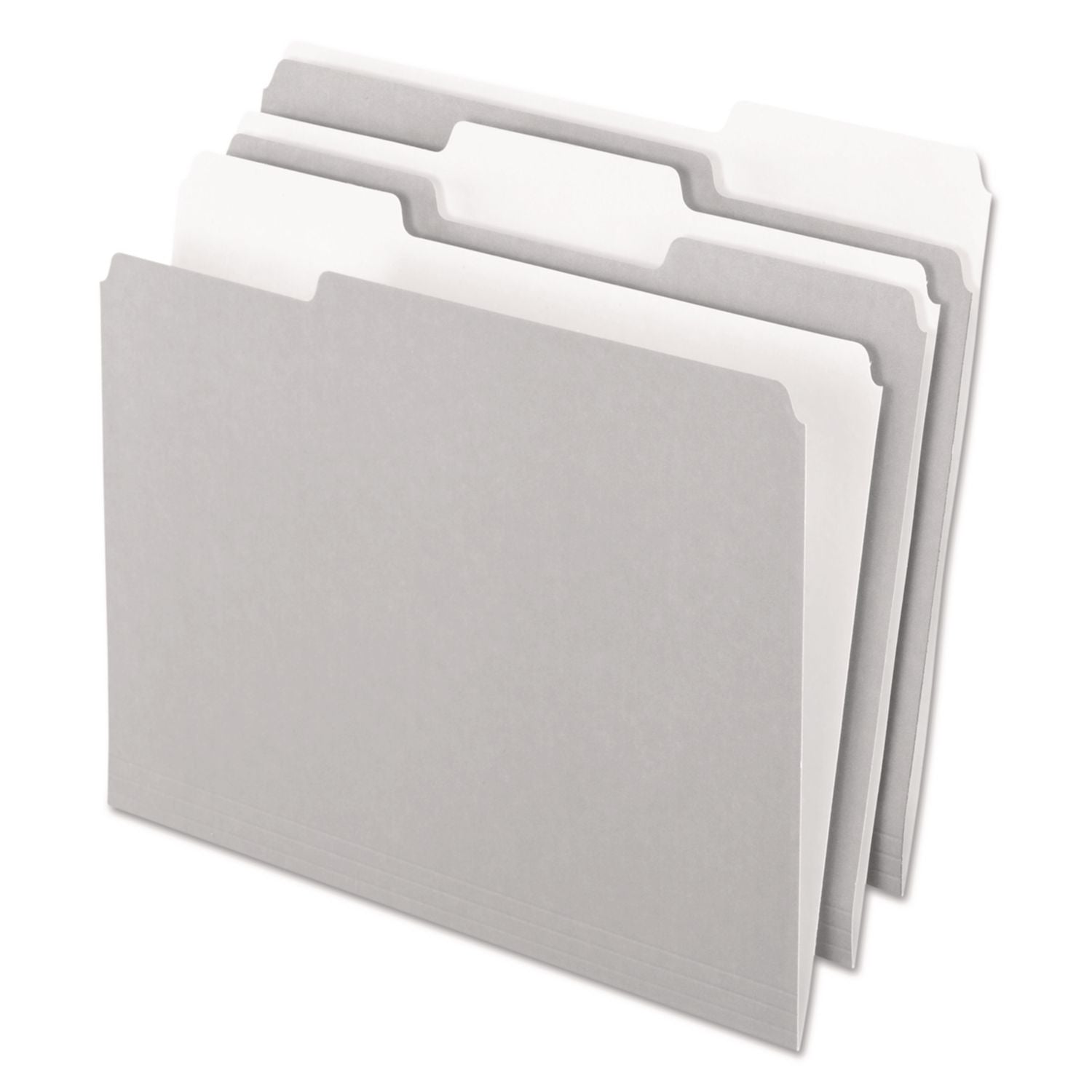 Pendaflex 1/3 Tab Cut Letter Recycled Top Tab File Folder - 8 1/2" x 11" - Gray - 10% Recycled - 100 / Box