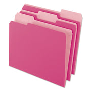 Pendaflex 1/3 Tab Cut Letter Top Tab File Folder - 8 1/2" x 11" - Pink - 100 / Box