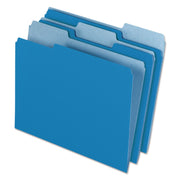 Pendaflex 1/3 Tab Cut Letter Recycled Top Tab File Folder - 8 1/2" x 11" - Top Tab Location - Assorted Tab Position - Blue - 10% Recycled - 100 / Box