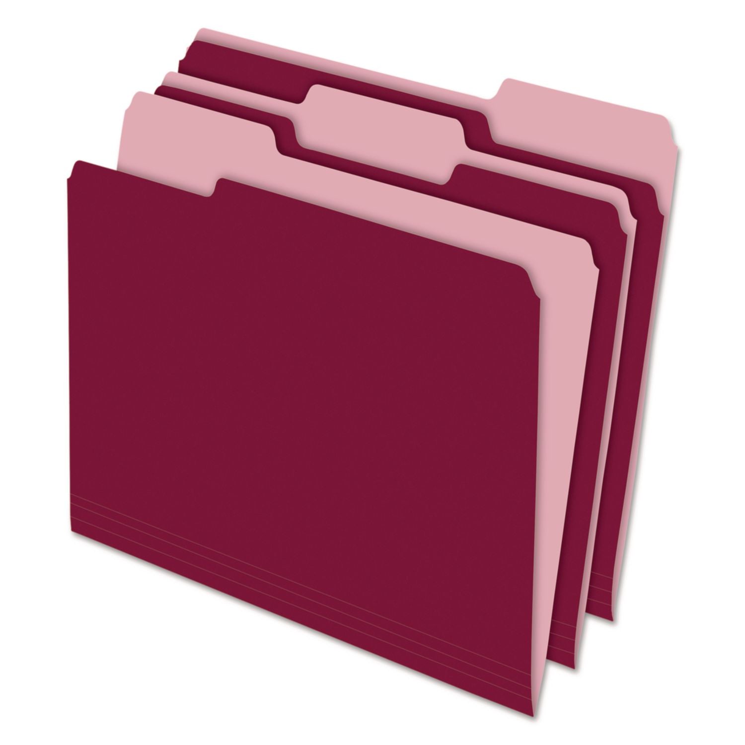 Pendaflex 1/3 Tab Cut Letter Recycled Top Tab File Folder - 8 1/2" x 11" - Burgundy - 10% Recycled - 100 / Box