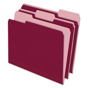 Pendaflex 1/3 Tab Cut Letter Recycled Top Tab File Folder - 8 1/2" x 11" - Burgundy - 10% Recycled - 100 / Box