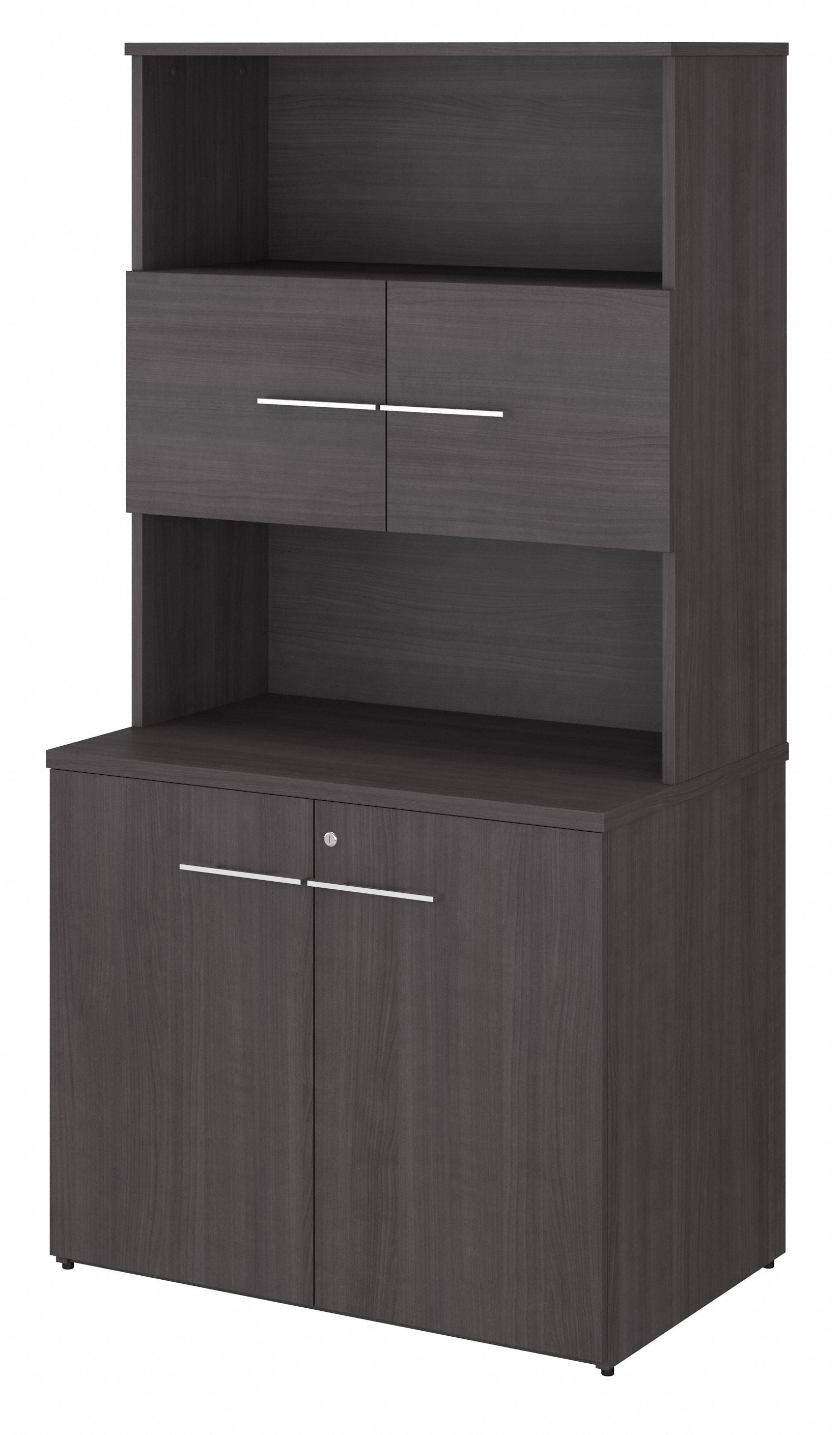 Bush Business Furniture Office 500 36W Tall Storage Cabinet with Doors and Shelves in Storm Gray - 35.67" Width x 23.35" Depth x 70.09" Height