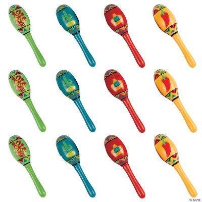 Wooden Fiesta Maracas - 12 Pieces