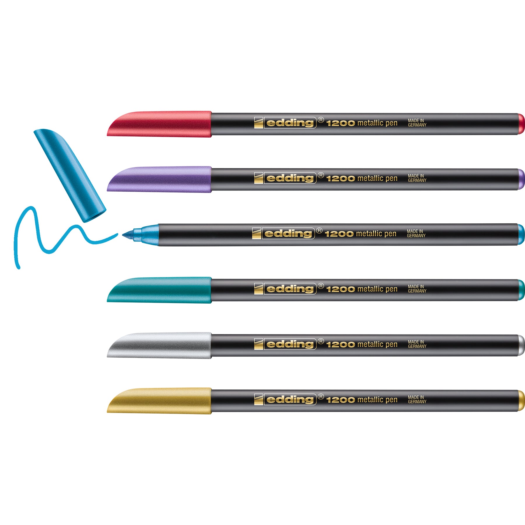 edding 1200 Metallic Colour Pen - Metal Box of 6 - Assorted