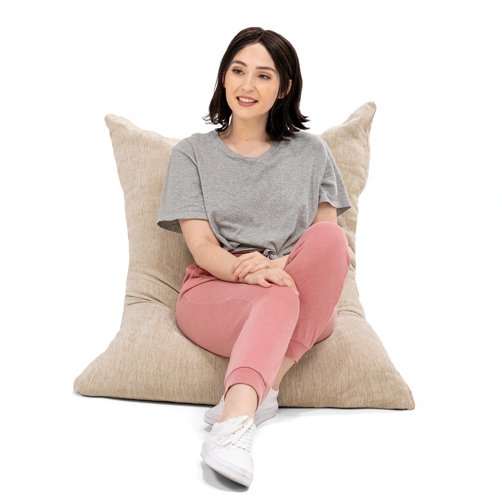 Jaxx Pillow Saxx 3.5 Foot Giant Décor Floor Pillow, Premium Chenille Cover, Beige