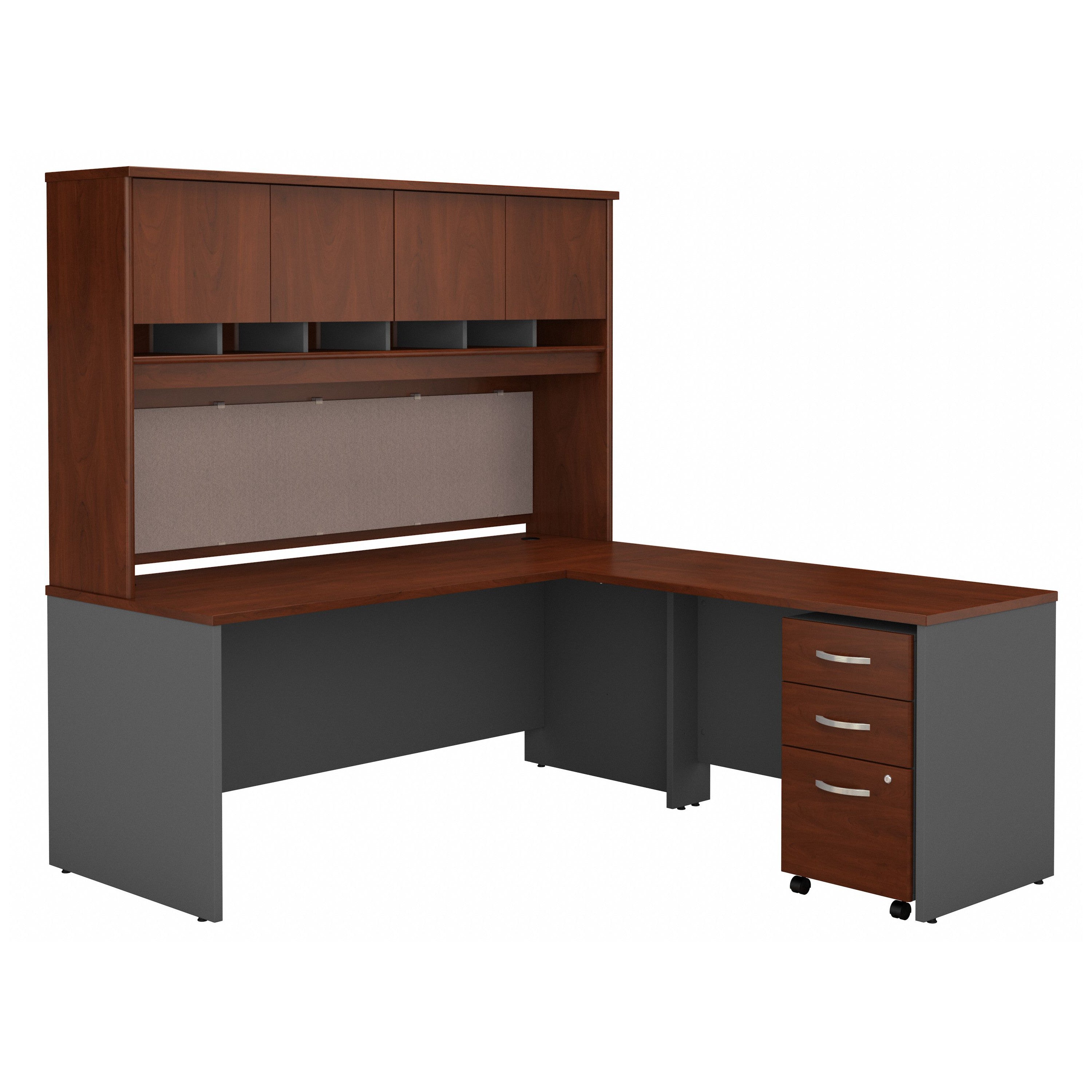 Bush Business Furniture Series C 72W L Shaped Desk with Hutch and Mobile File Cabinet in Hansen Cherry - 71.02" Width x 77.05" Depth x 72.78" Height