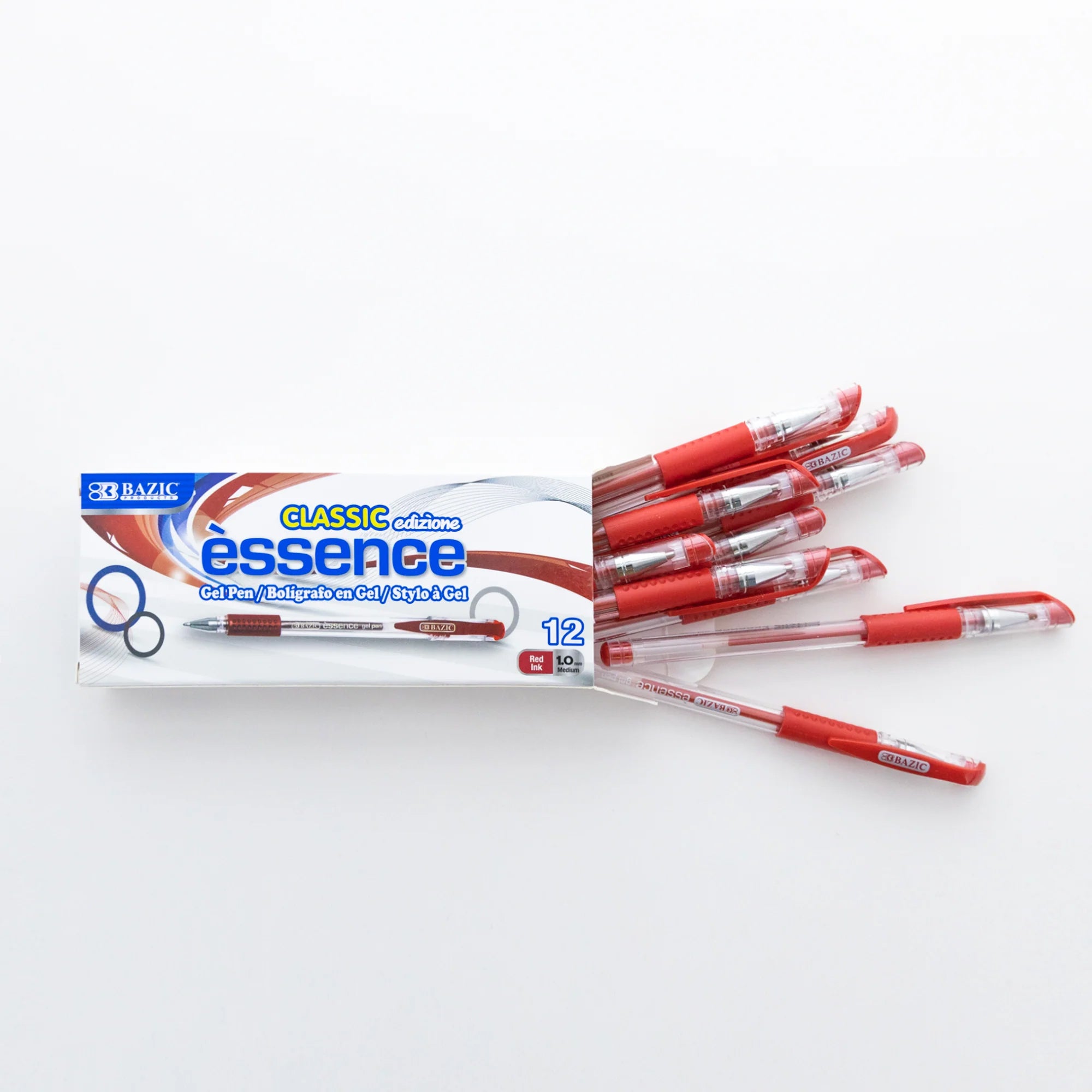 Essence Gel Pen with Cushion Grip, Red, Box of 12