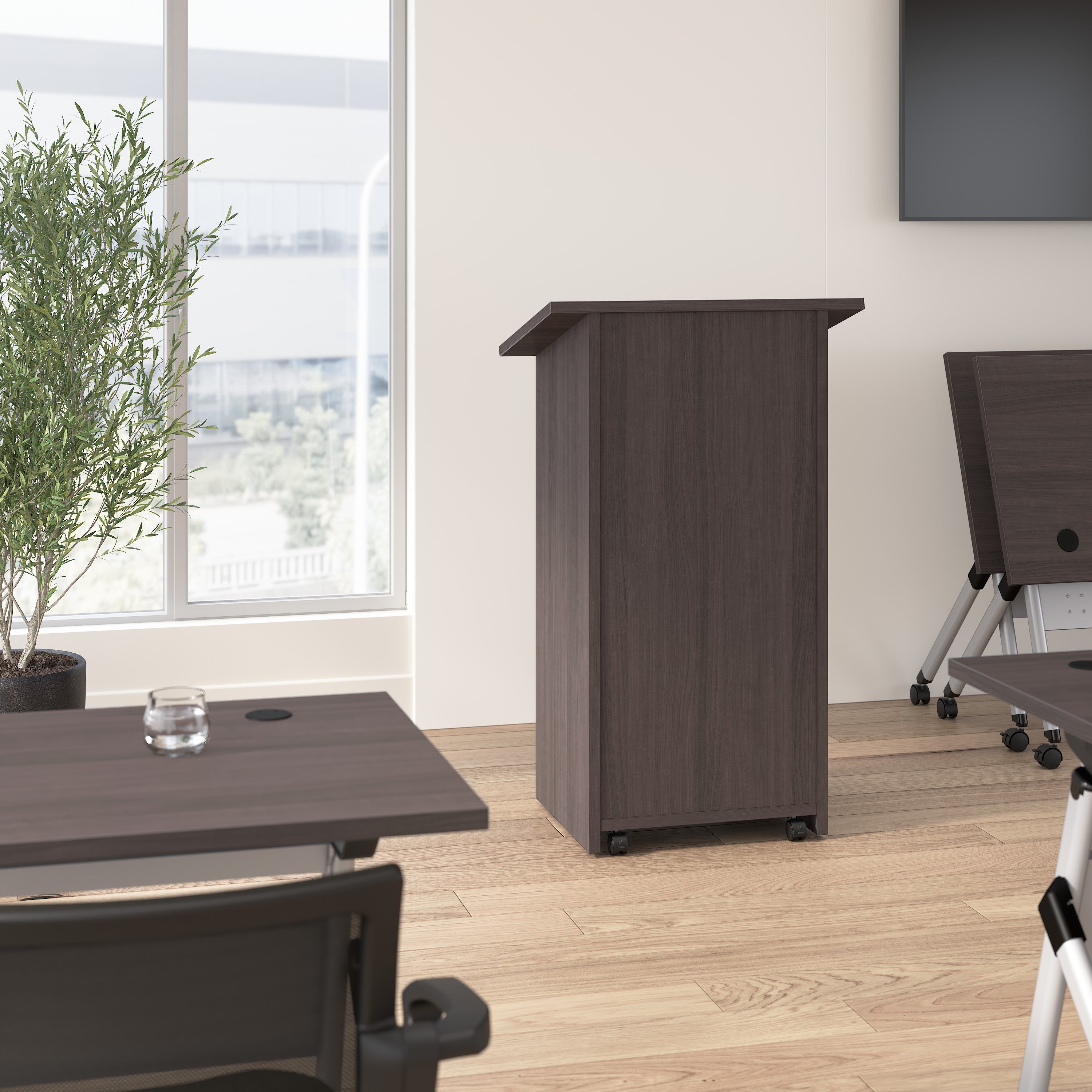 Bush Business Furniture Envision Podium Lectern in Storm Gray - 28.5" Width x 18.39" Depth x 47.17" Height