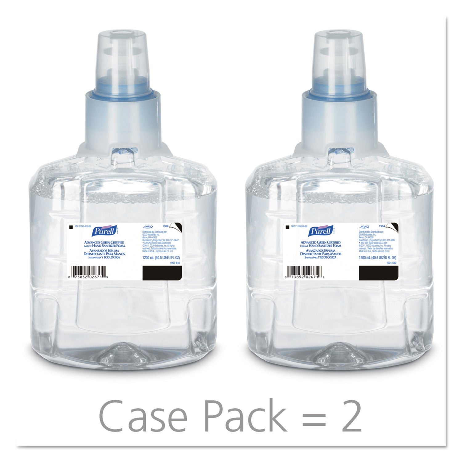 PURELL&reg; Hand Sanitizer Foam Refill - 1.27 quart - Hand, Skin - Clear - Fragrance-free, Dye-free - 2 / Carton