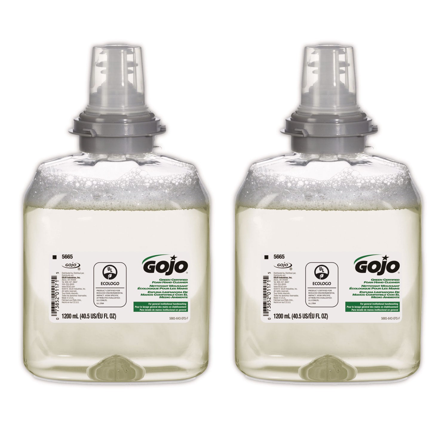 Gojo&reg; TFX Dispenser Green Certified Foam Hand Cleaner - 1.27 quart - Hand - Green - Bio-based - 2 / Carton