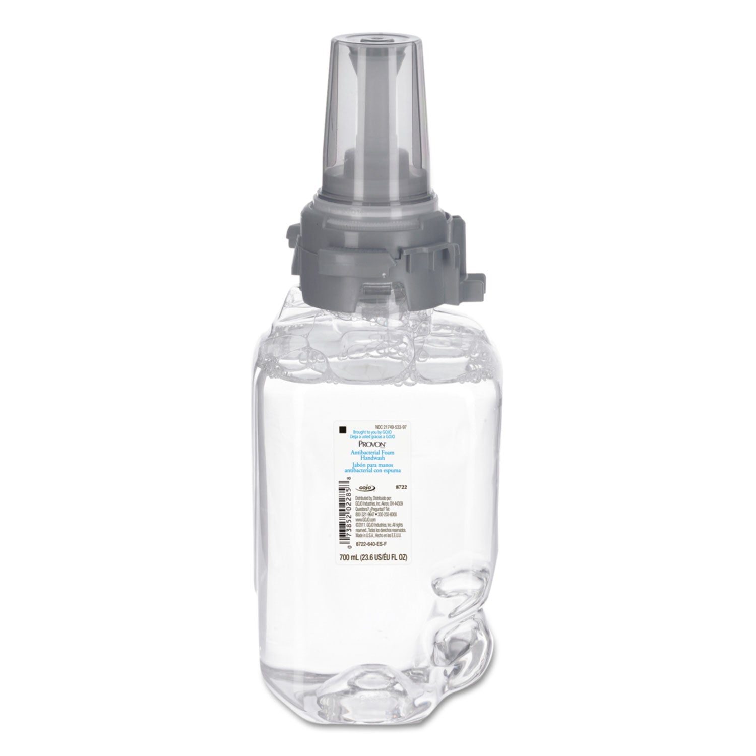 Provon ADX-7 Clear & Mild Foam Handwash - Fragrance-free Scent - 23.67 fl oz - Pump Bottle Dispenser - Kill Germs - Hand - Moisturizing - Clear - Rich Lather, Dye-free, Bio-based - 1 Each