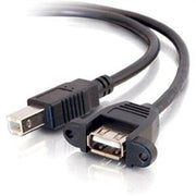 C2G 3ft Panel-Mount USB 2.0 a Female to B Male Cable - Type a Female USB - Type B Male USB - 3ft - Black