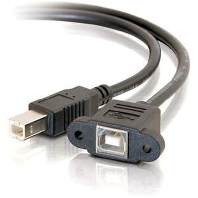 C2G Panel Mount Cable - USB Cable - USB Type B (M) to USB Type B (F) - 2 Ft - Molded - Black