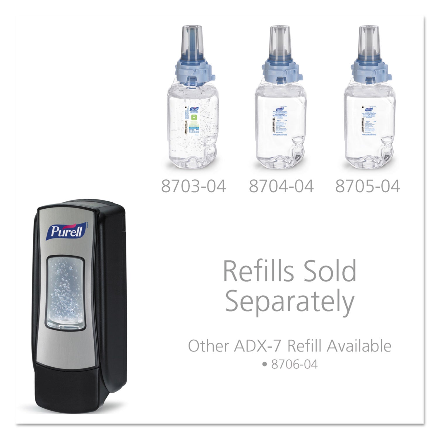 Adx-7 Dispenser, 700 Ml, 3.75 X 3.5 X 9.75, Chrome/Black
