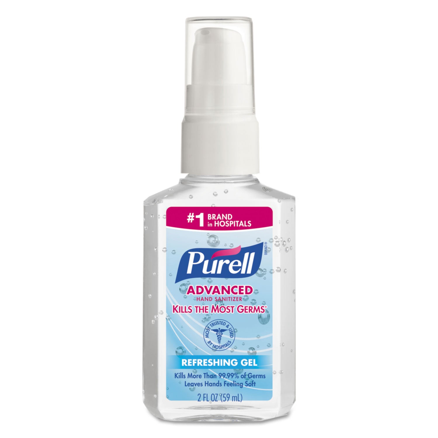 PURELL&reg; Advanced Hand Sanitizer Gel - 2 fl oz - Pump Bottle Dispenser - Kill Germs - Hand - Clear - 1 Each