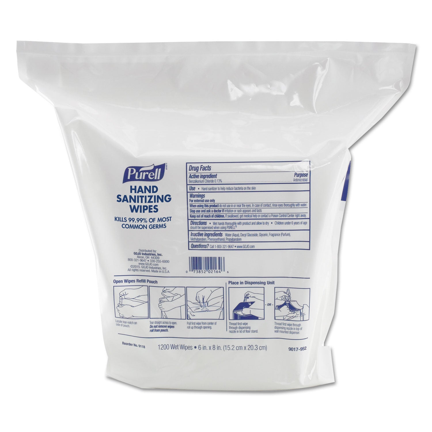 PURELL&reg; Sanitizing Wipes - WhitePack - 1200/Pack - 2 / Carton