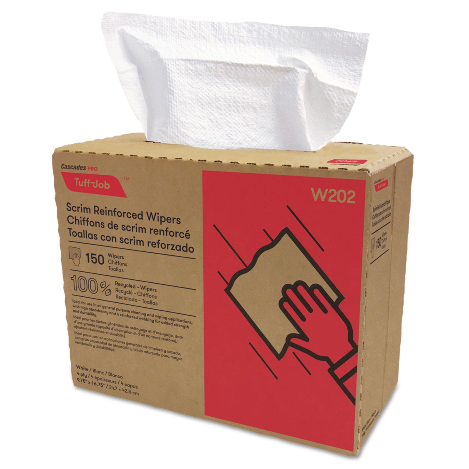 4 Ply - Interfolded - 9.75" Width x 16.75" Length - White - Polyester - 6 / Carton