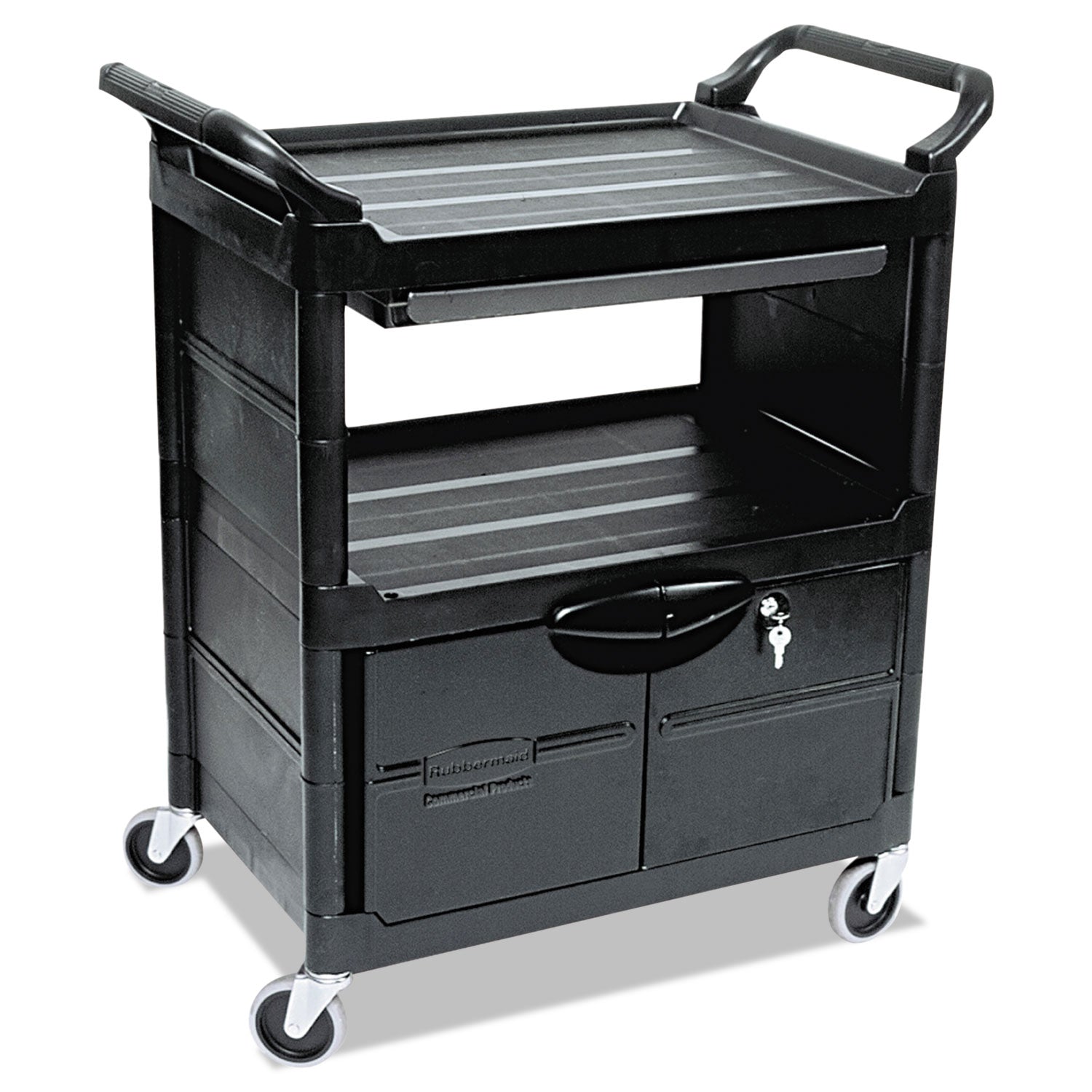 Round Handle - 300 lb Load Capacity - 4 Casters - Plastic, Metal - 33.63" Length x 18.63" Width x 37.75" Height - Black - 1 Each