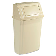 Slim Jim Wall-Mounted Container, 15 gal, Plastic, Beige