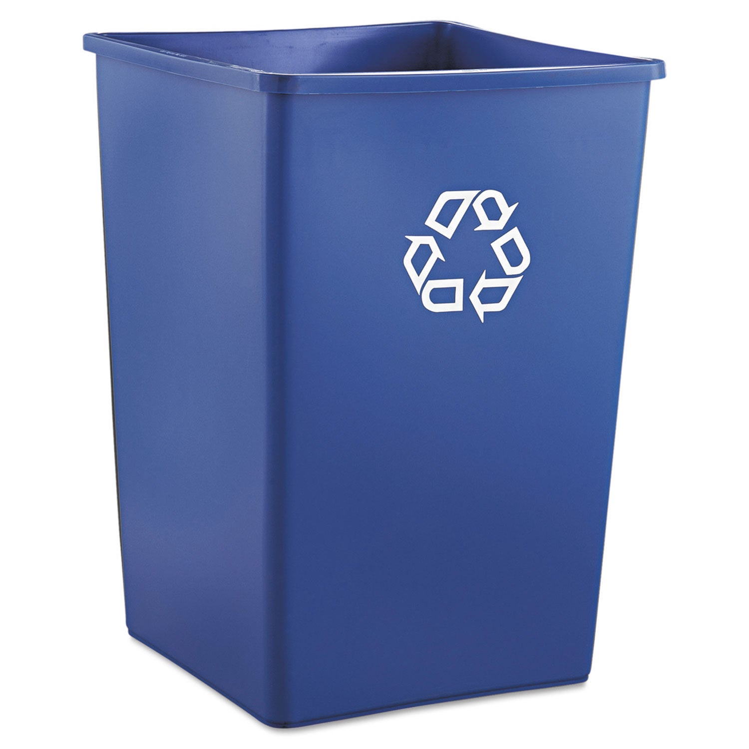 Rubbermaid Commercial Untouchable Square Recycling Container - 35 gal Capacity - Square - Easy to Clean, Weather Resistant, Compact - 27.6" Height x 19.5" Width - Plastic, Resin - Blue - 1 Each
