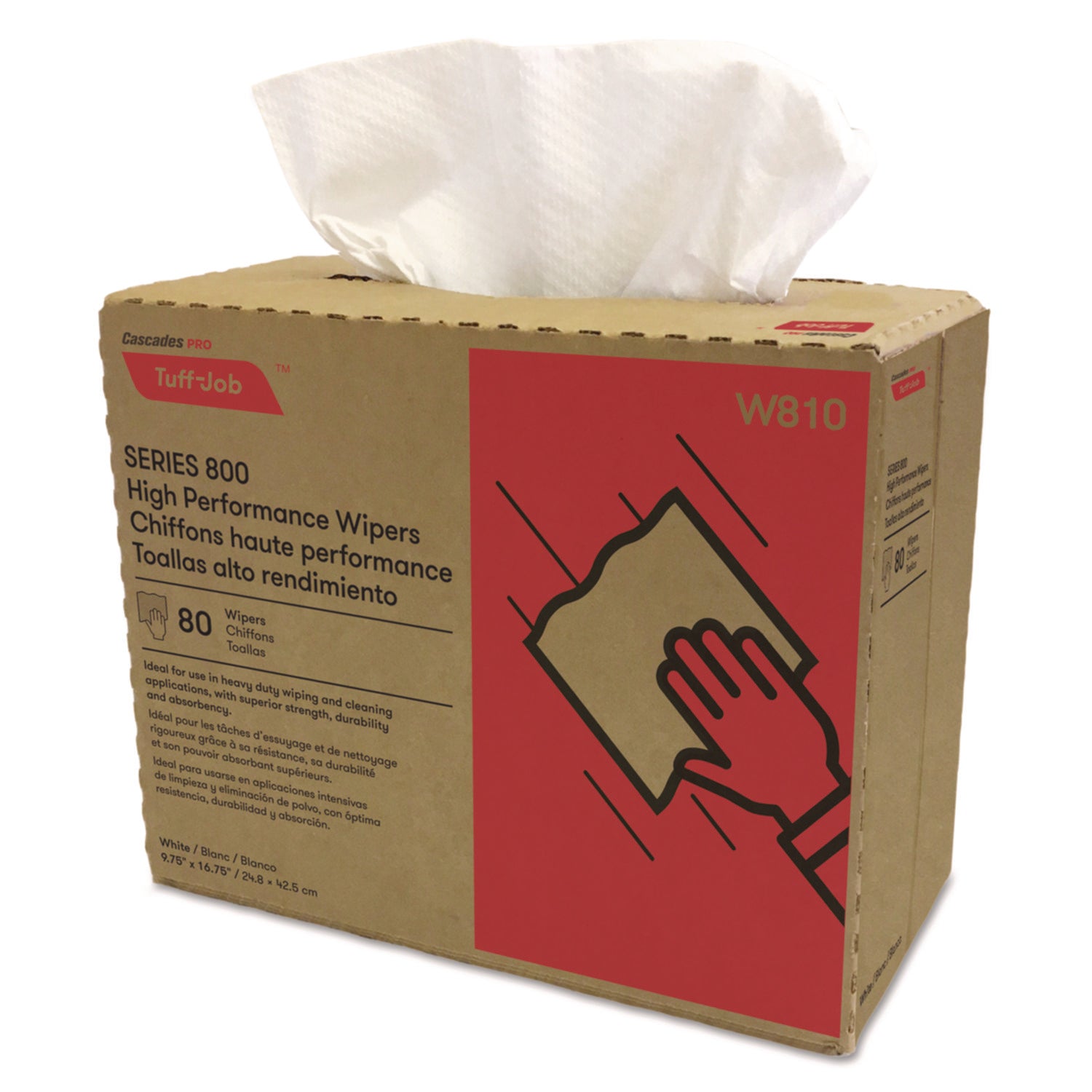 Tuff-Job Spunlace Towels, 1-Ply, 9.75 x 16.75, White, 80 Sheets/Box, 5 Boxes/Carton