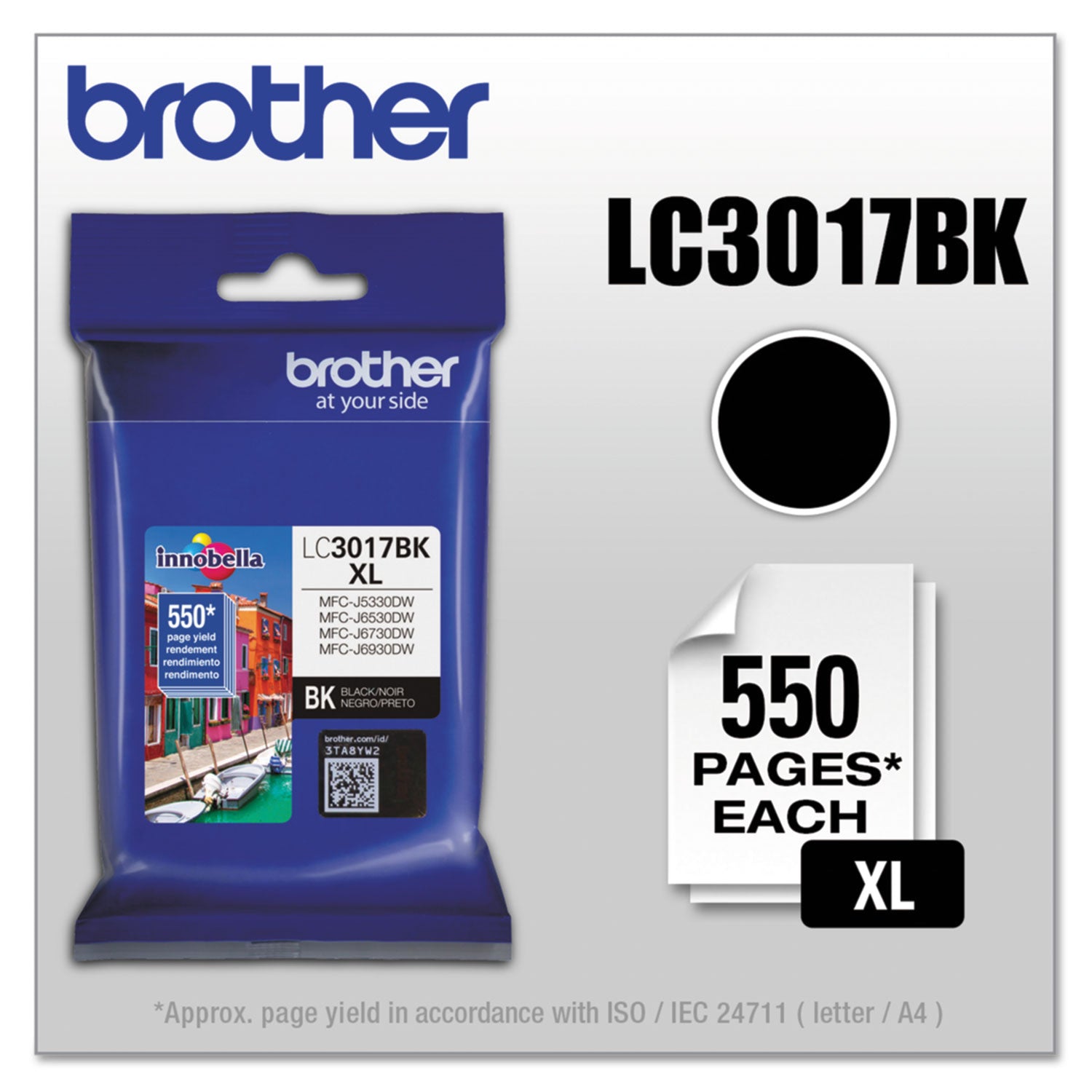 Brother Innobella LC3017BK Original High Yield Inkjet Ink Cartridge - Black - 1 Each