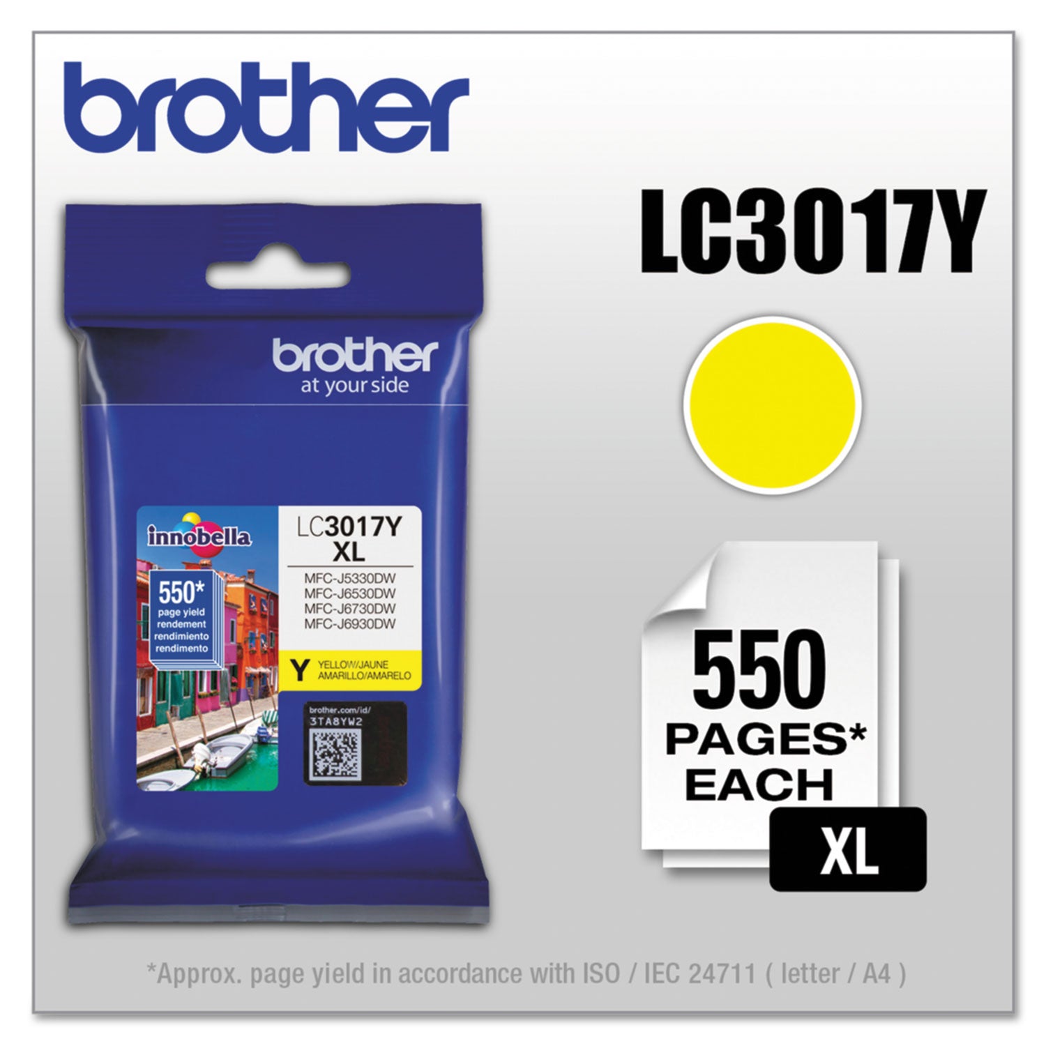 Brother Innobella LC3017Y Original High Yield Inkjet Ink Cartridge - Yellow - 1 Each