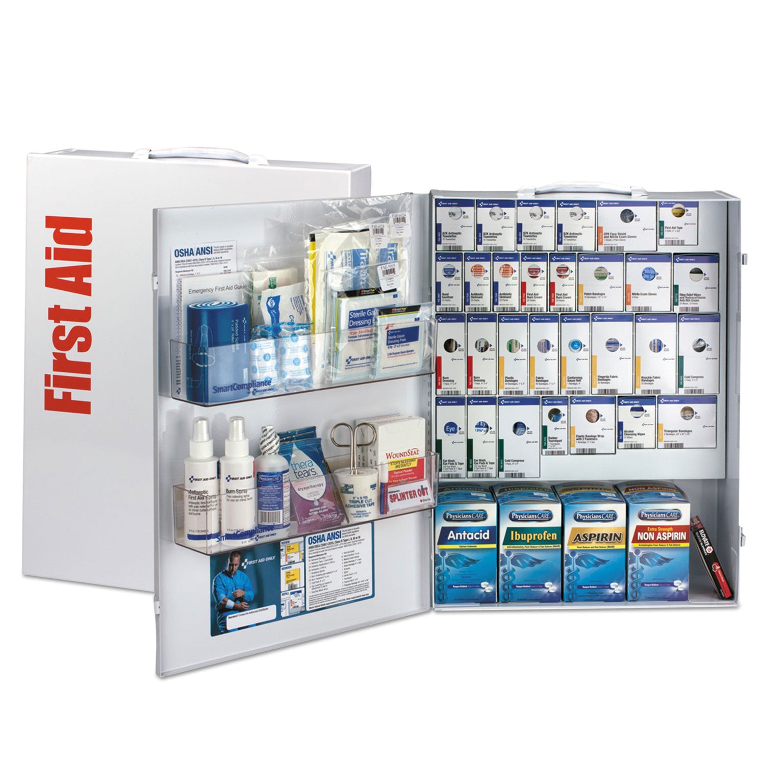 SmartCompliance General Business First Aid Kit for 150 People, 925 Pieces, Metal Case