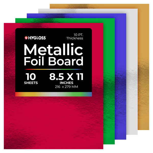 Metallic Foil Board - 10 sheets, 8.5"x11", 2 ea. Of 5 asst'd colors