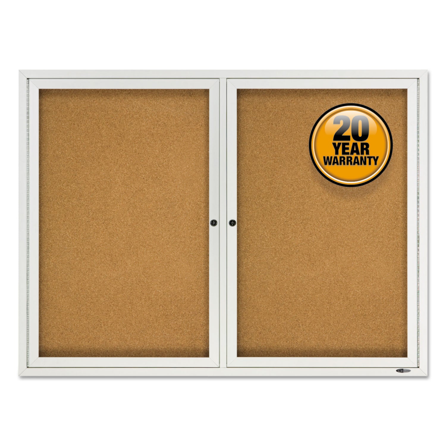 Quartet Enclosed Cork Bulletin Board, 36" x 48", Brown Cork Surface, 2 Hinged Locking Doors, Shatterproof Acrylic Glass, Weather Resistant Silver Aluminum Frame, 1 Each