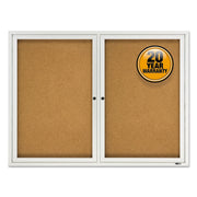 Quartet Enclosed Cork Bulletin Board, 36" x 48", Brown Cork Surface, 2 Hinged Locking Doors, Shatterproof Acrylic Glass, Weather Resistant Silver Aluminum Frame, 1 Each