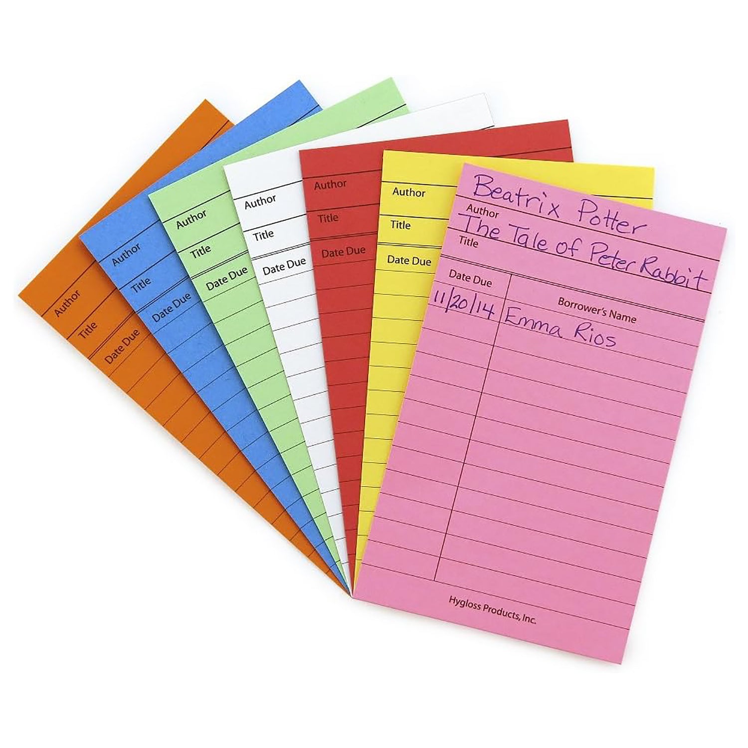 Library Cards, Assorted Colors, Pack of 500