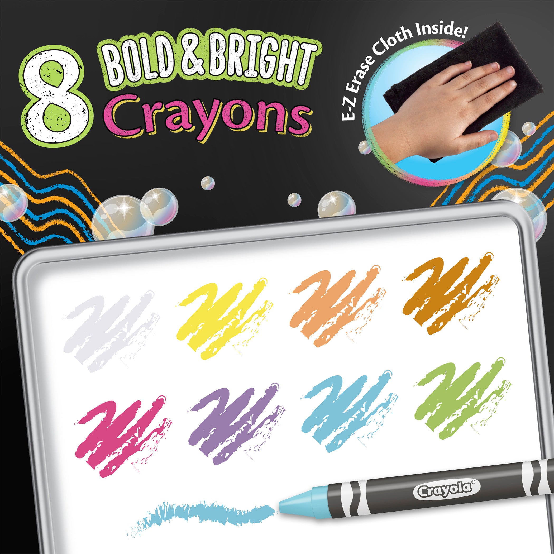 Dry Erase Washable Crayons, Bright Colors, 8 Count