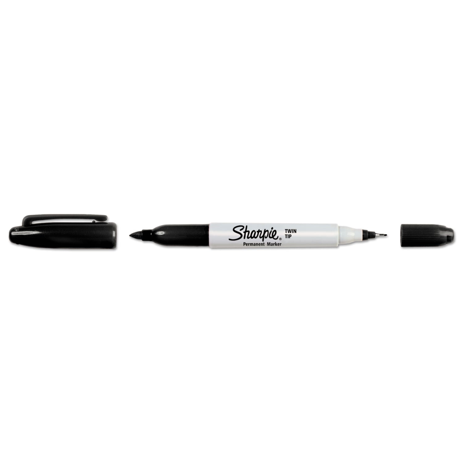 Sharpie Twin Tip Permanent Markers, Ultra Fine/Fine/Bold Points, Black Ink, 12/Box