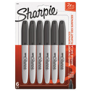 Sharpie Super Permanent Marker - Bold, Fine Marker Point - Black Ink - Plastic Barrel - 6 / Pack