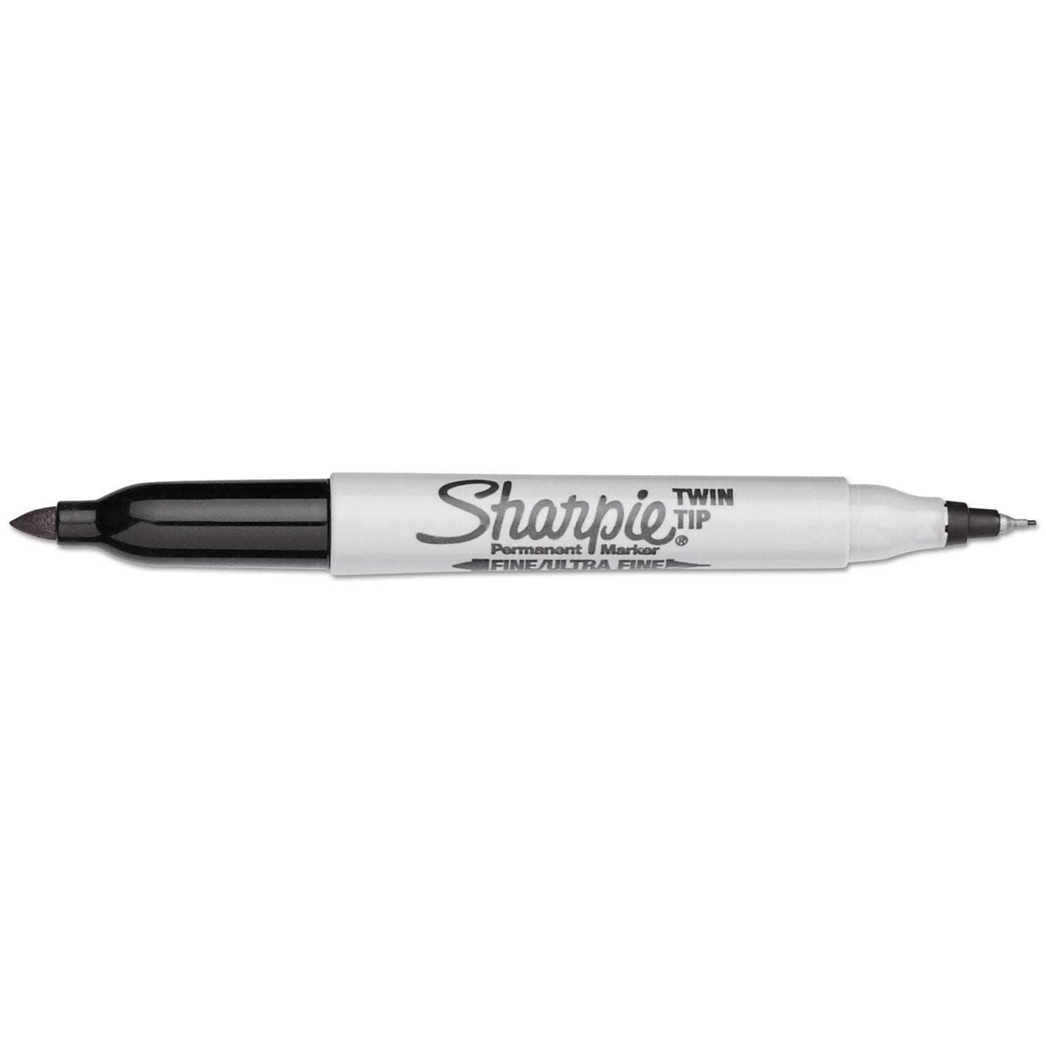 Sharpie Twin Tip Permanent Markers, Ultra Fine/Fine/Bold Points, Black Ink, 12/Box