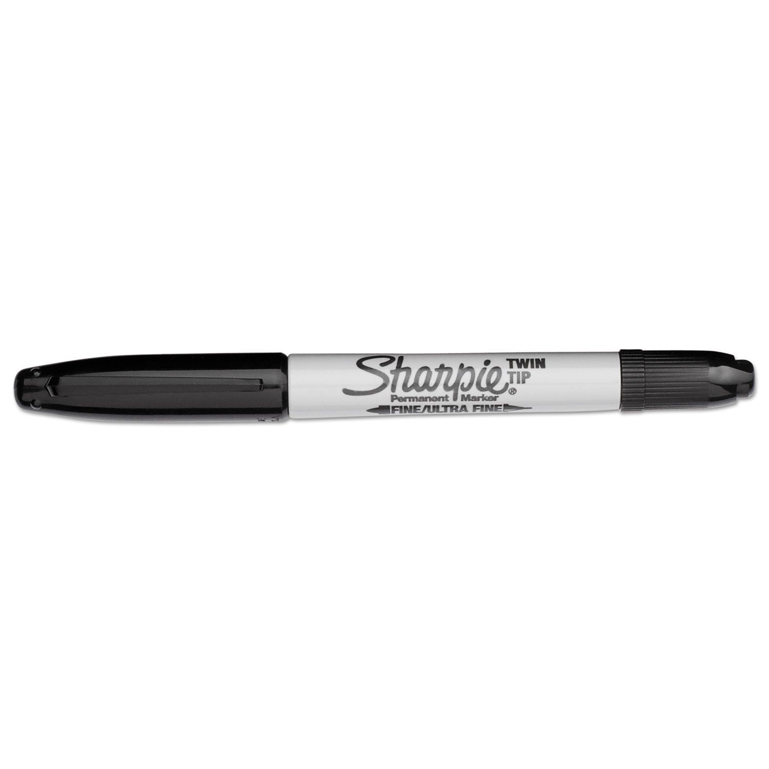Sharpie Twin Tip Permanent Markers, Ultra Fine/Fine/Bold Points, Black Ink, 12/Box