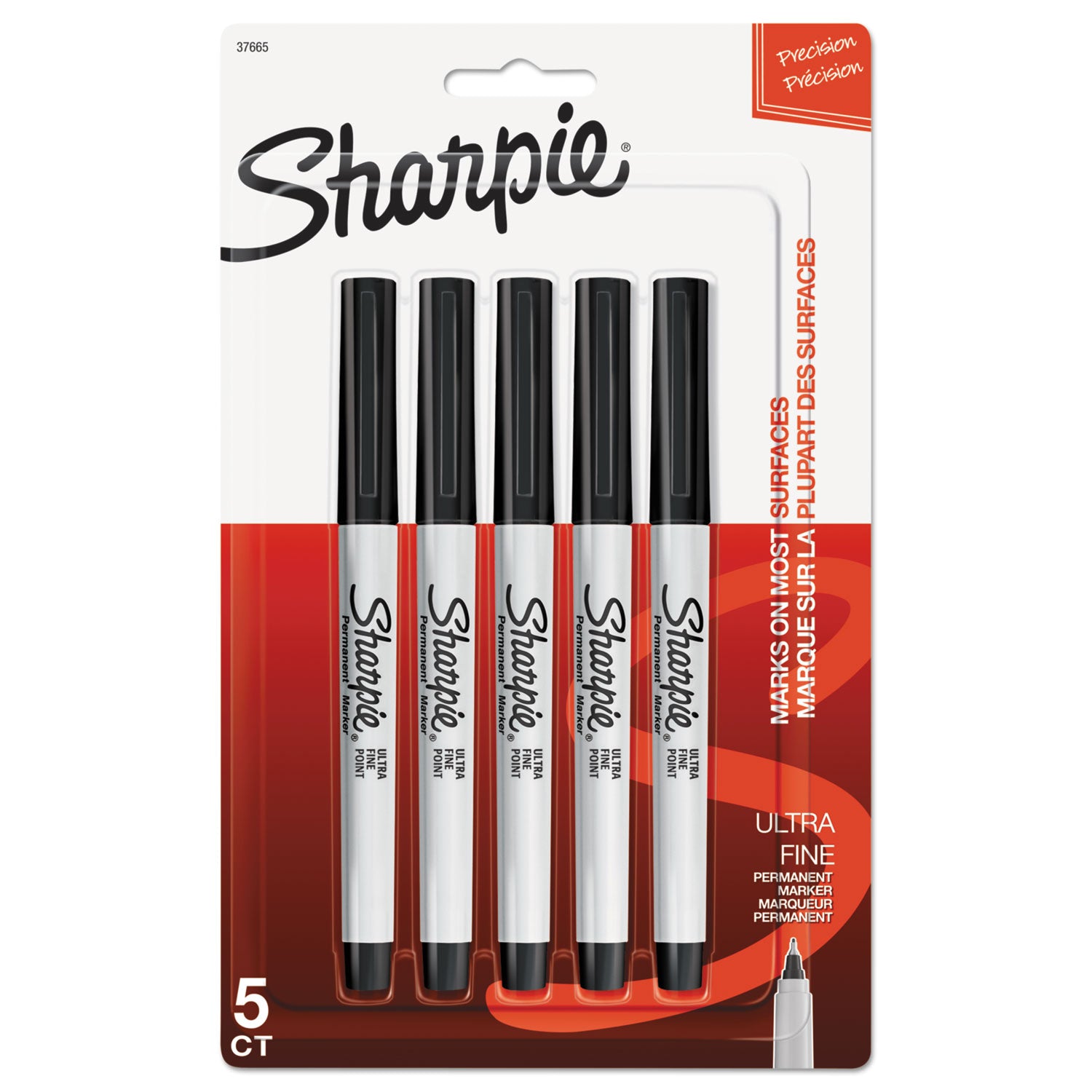 Sharpie Ultra Fine Point Permanent Marker - 0.2 mm Ultra Fine Marker Point - Black Ink - 5 / Pack