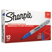 Sharpie Permanent Marker, Bold/Fine Point, Blue Ink, 1 Dozen