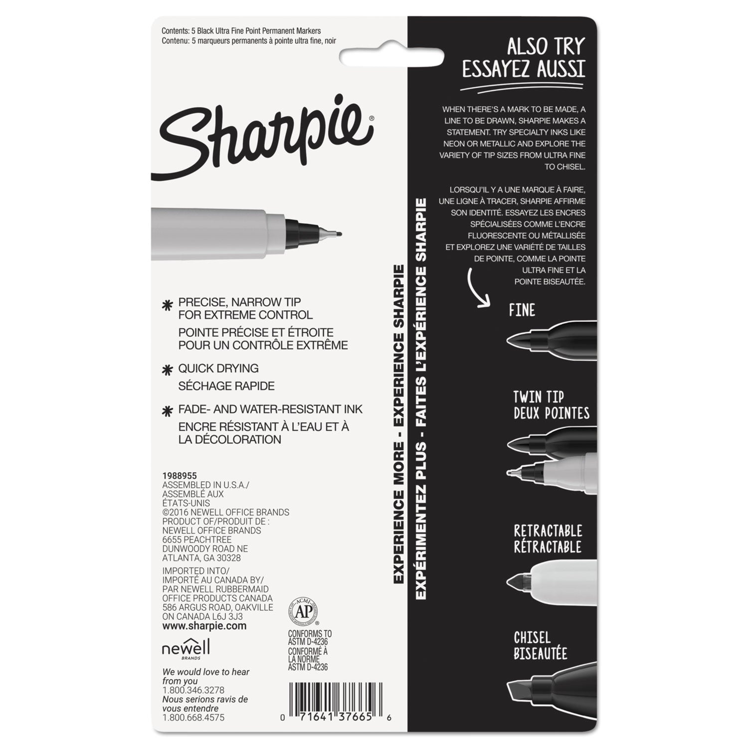 Sharpie Ultra Fine Point Permanent Marker - 0.2 mm Ultra Fine Marker Point - Black Ink - 5 / Pack