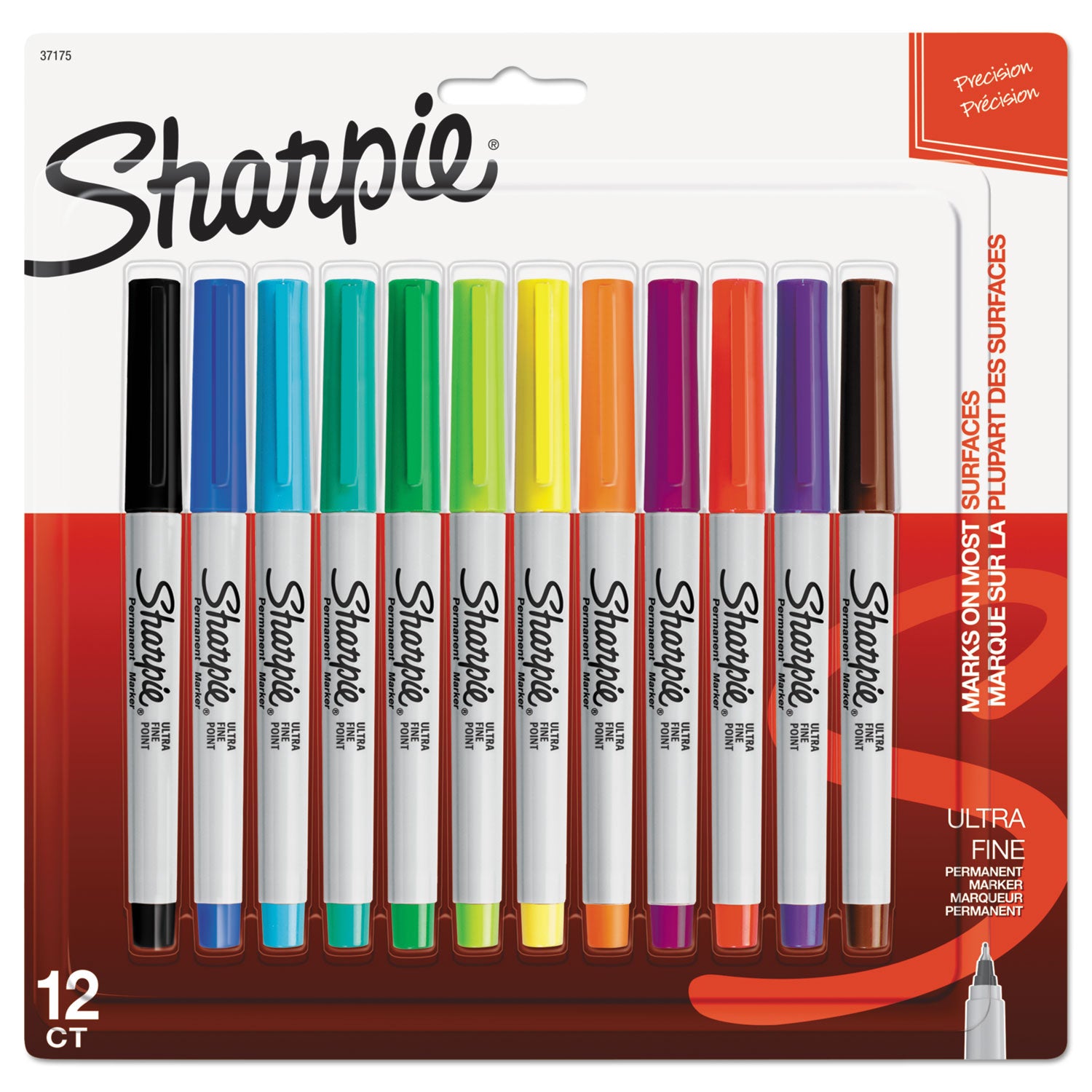 Sharpie Ultra Fine Point Permanent Marker - Ultra Fine Marker Point - Black, Red, Blue, Green, Brown, Orange, Purple, Lime, Yellow, Aqua, Berry, ... Ink - 12 / Pack