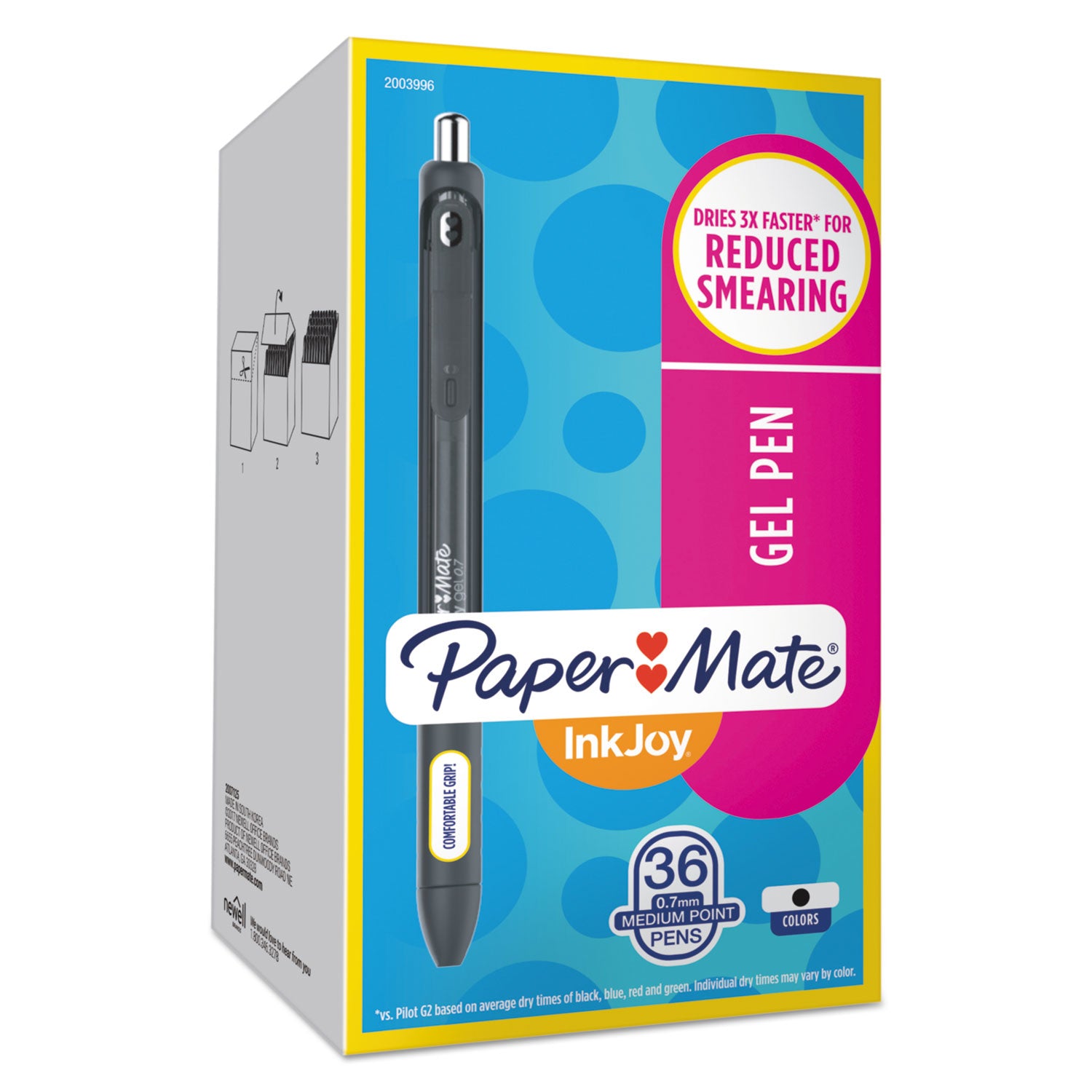 Paper Mate InkJoy Gel Pen - Retractable - Black Ink - Gel-based - 36 / Box