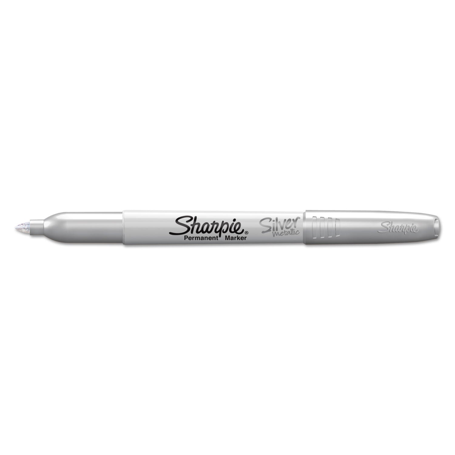 Sharpie Metallic Permanent Markers - Fine Marker Point - Metallic Silver Ink - Liquid - Gray Barrel - 36 / Box