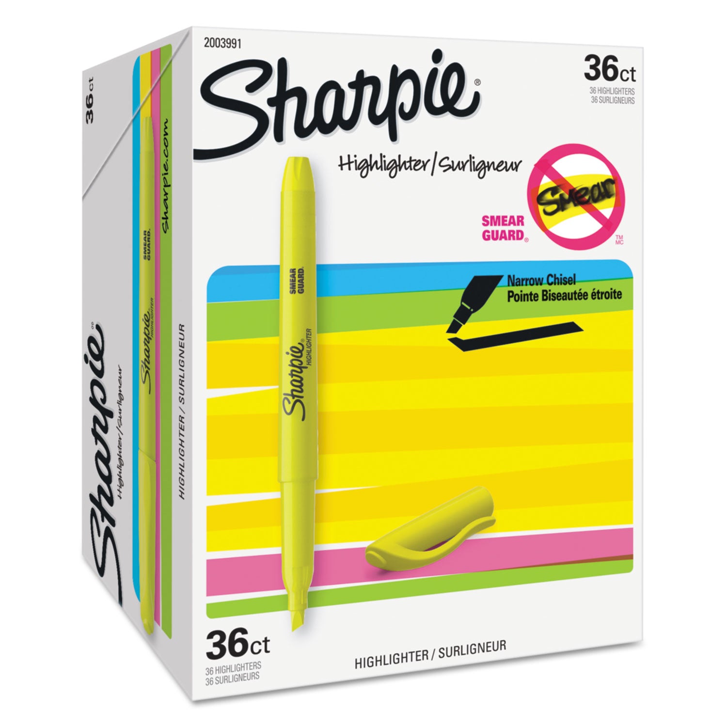 Sharpie Highlighter - Chisel Marker Point - Fluorescent Yellow Ink - 36 / Box