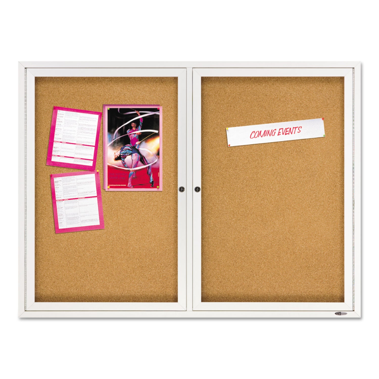 Quartet Enclosed Bulletin Board for Indoor Use - 36" Board Height x 48" Board Width - Brown Natural Cork Surface - Hinged, Self-healing, Shatter Proof, Rounded Corner, Durable - Silver Aluminum Frame - 1 Each
